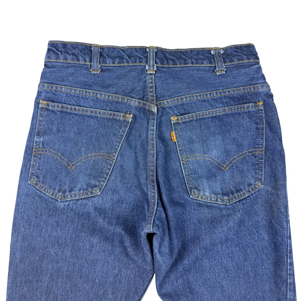 Vtg Levi's 646 Orange Tab Big E Dark Denim Flare Jeans 30x28.5 Talon 42 60s 70s